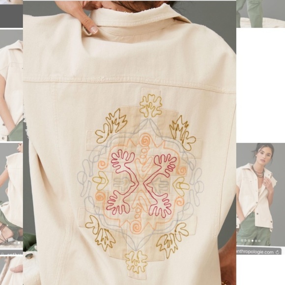Anthropologie NWT Pilcro Embroidered Denim Vest Size M. - Picture 5 of 13